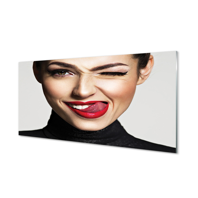 Slika na akrilnem steklu Ženska rdeče ustnice