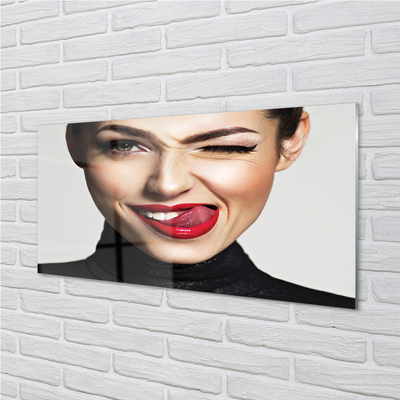 Slika na akrilnem steklu Ženska rdeče ustnice