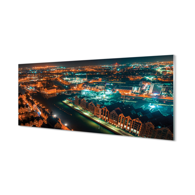 Slika na akrilnem steklu Gdansk river noč panorama