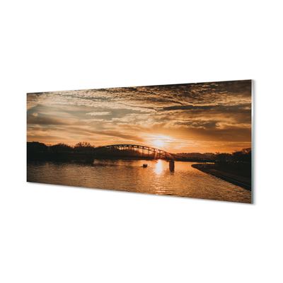 Slika na akrilnem steklu Krakov reka most sunset