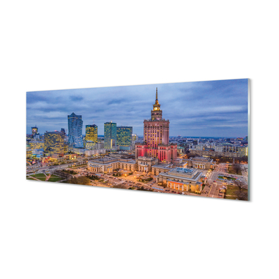 Slika na akrilnem steklu Varšava panorama sončnem zahodu