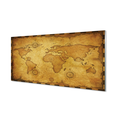 Slika na akrilnem steklu Stare zemljevid zgorela robovi