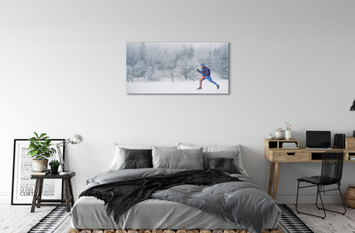 Slika na akrilnem steklu Forest zimski sneg človek
