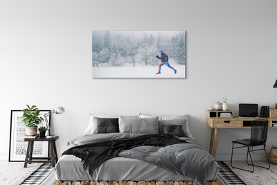 Slika na akrilnem steklu Forest zimski sneg človek