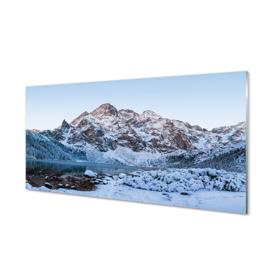 Slika na akrilnem steklu Mountain pozimi jezero