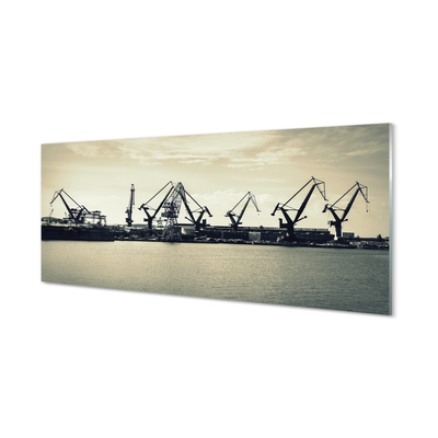 Slika na akrilnem steklu Gdansk ladjedelnica žerjavi reka