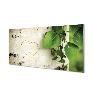 Slika na akrilnem steklu Srce breza listi