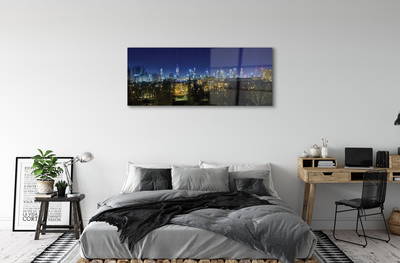 Slika na akrilnem steklu Nočna panorama varšavi