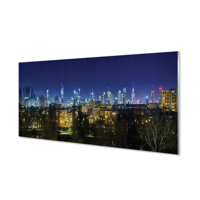 Slika na akrilnem steklu Nočna panorama varšavi