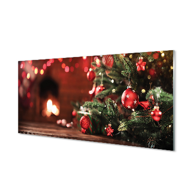 Slika na akrilnem steklu Božično drevo baubles luči darila