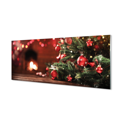Slika na akrilnem steklu Božično drevo baubles luči darila