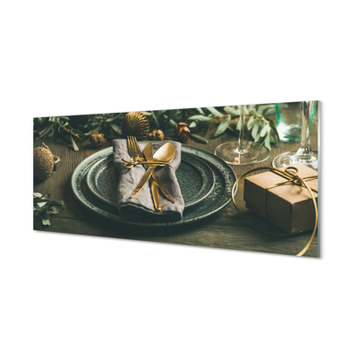 Slika na akrilnem steklu Plate jedilni pribor baubles darila