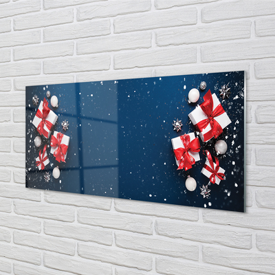 Slika na akrilnem steklu Darila baubles sneg