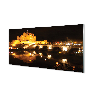 Slika na akrilnem steklu Rim river mostov noč