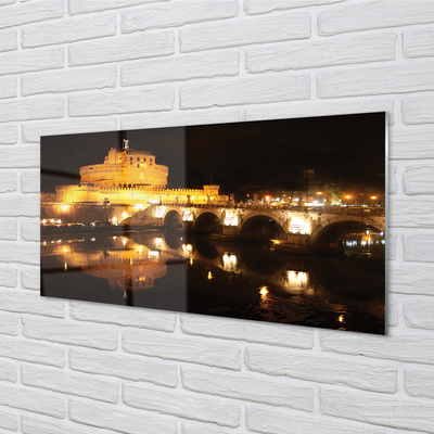 Slika na akrilnem steklu Rim river mostov noč