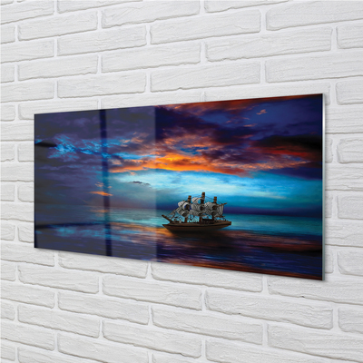 Slika na akrilnem steklu Večerni oblaki morje ladja