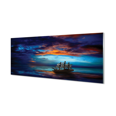 Slika na akrilnem steklu Večerni oblaki morje ladja