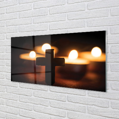 Slika na akrilnem steklu Križ sveč