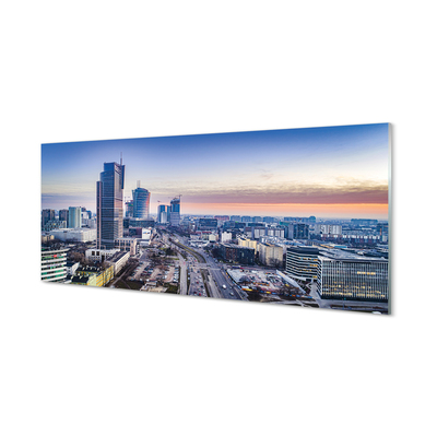 Slika na akrilnem steklu Panorama varšave nebotičnikov sončnega vzhoda