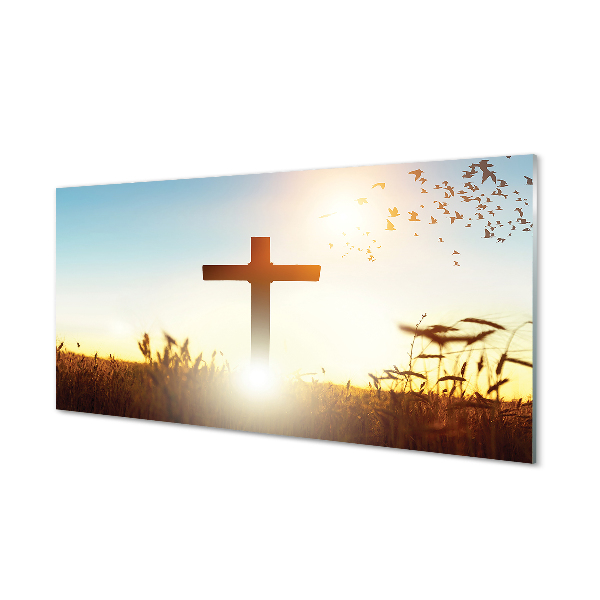 Slika na akrilnem steklu Cross polje sonce