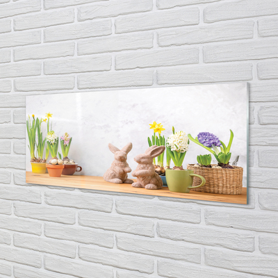 Slika na akrilnem steklu Cvetje zajci