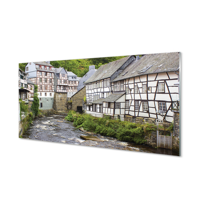 Slika na akrilnem steklu Nemčija stara zgradba reka