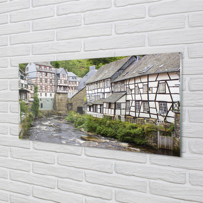 Slika na akrilnem steklu Nemčija stara zgradba reka