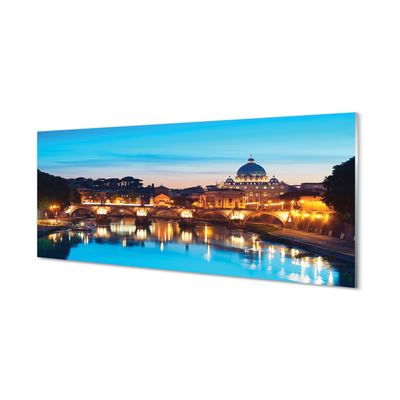 Slika na akrilnem steklu Rim sunset rečnih mostov