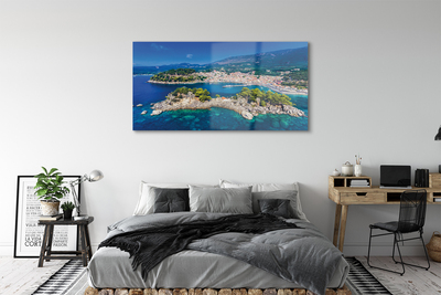 Slika na akrilnem steklu Grčija panorama morje mesto