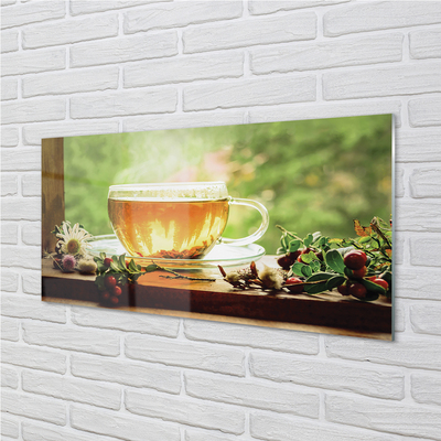 Slika na akrilnem steklu Čaj zelišča vroče