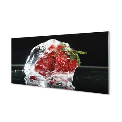 Slika na akrilnem steklu Strawberry v ledeni kocki
