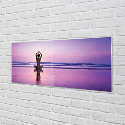 Slika na akrilnem steklu Ženska morje joga