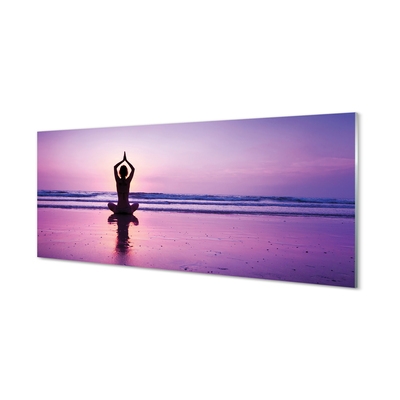 Slika na akrilnem steklu Ženska morje joga
