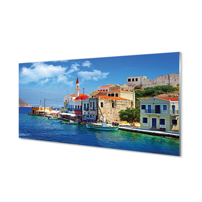 Slika na akrilnem steklu Grčija morske obale gore