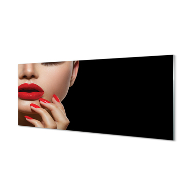 Slika na akrilnem steklu Ženska rdeče ustnice in nohte
