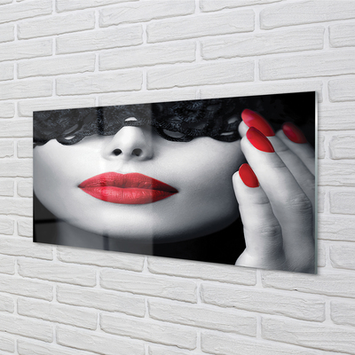 Slika na akrilnem steklu Rdeče ustnice ženska