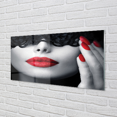 Slika na akrilnem steklu Rdeče ustnice ženska