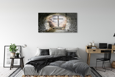 Slika na akrilnem steklu Jama svetlobe cross jezus