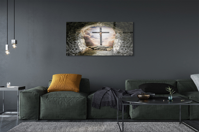 Slika na akrilnem steklu Jama svetlobe cross jezus