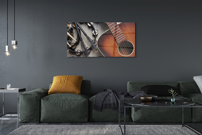 Slika na akrilnem steklu Kitara mikrofon palice