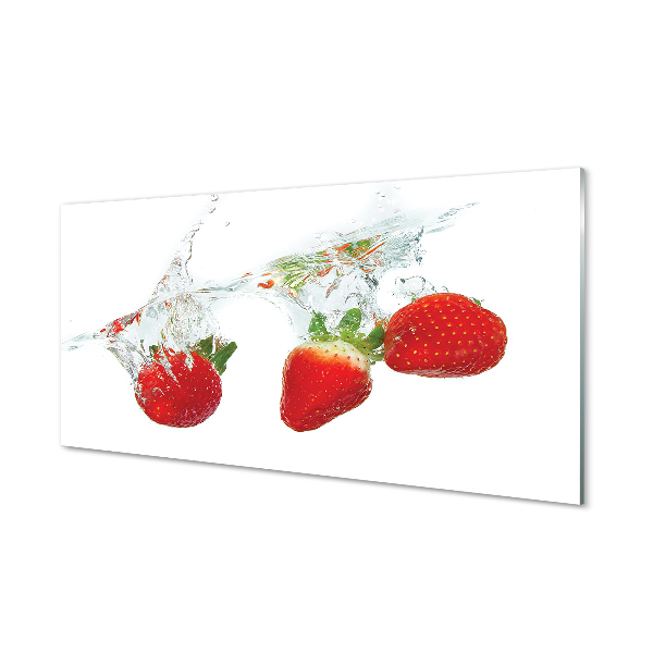 Slika na akrilnem steklu Water strawberry belo ozadje