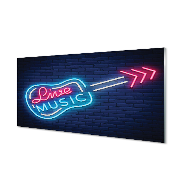 Slika na akrilnem steklu Kitara neonska reklama