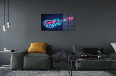 Slika na akrilnem steklu Kitara neonska reklama