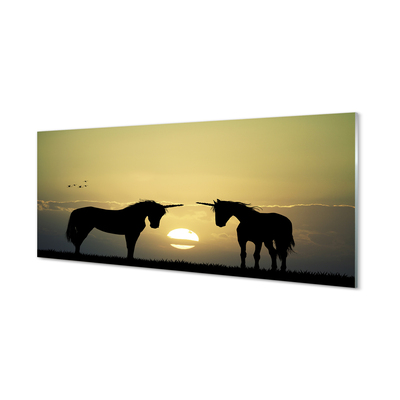 Slika na akrilnem steklu Field sunset samorogi