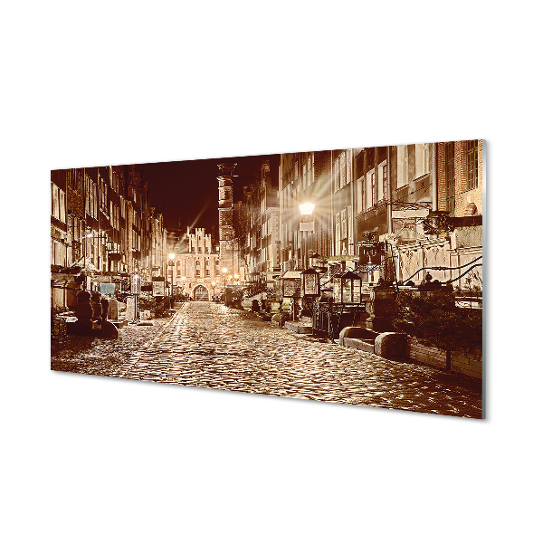 Slika na akrilnem steklu Gdansk staro mestno jedro night
