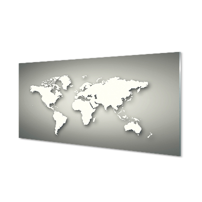 Slika na akrilnem steklu Sivo ozadje bela zemljevid