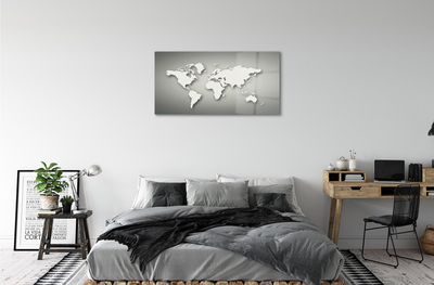 Slika na akrilnem steklu Sivo ozadje bela zemljevid