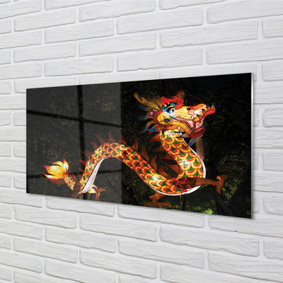 Slika na akrilnem steklu Japonski zmaj osvetljena