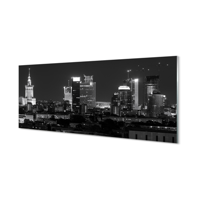 Slika na akrilnem steklu Nočna panorama varšava nebotičnikov