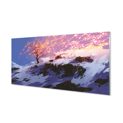 Slika na akrilnem steklu Zimsko drevo vrh